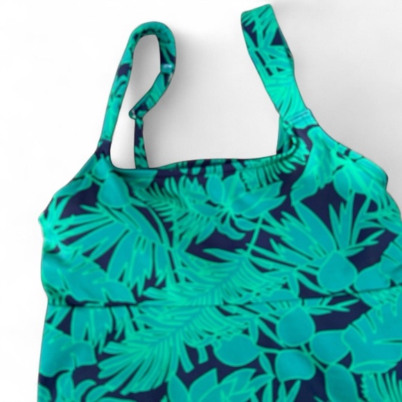 Lands' End Navy and Teal tankini swimsuit - Picture 2 of 8